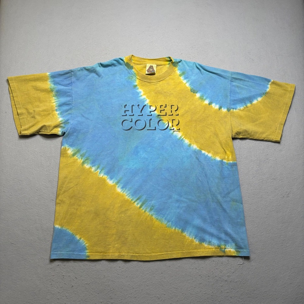 Generra Hypercolor T-Shirt Mens L Blue Yellow Vintage 90s Heat Sensitive Graphic